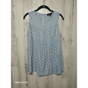 Suzanne Betro Blue Polka Dot Tunic Sleeveless Medium